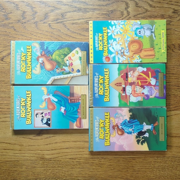 Set Of 5 Vintage The Adventures Of Rocky And Bullwinkle VHS Tapes Animated Films - Picture 1 of 14